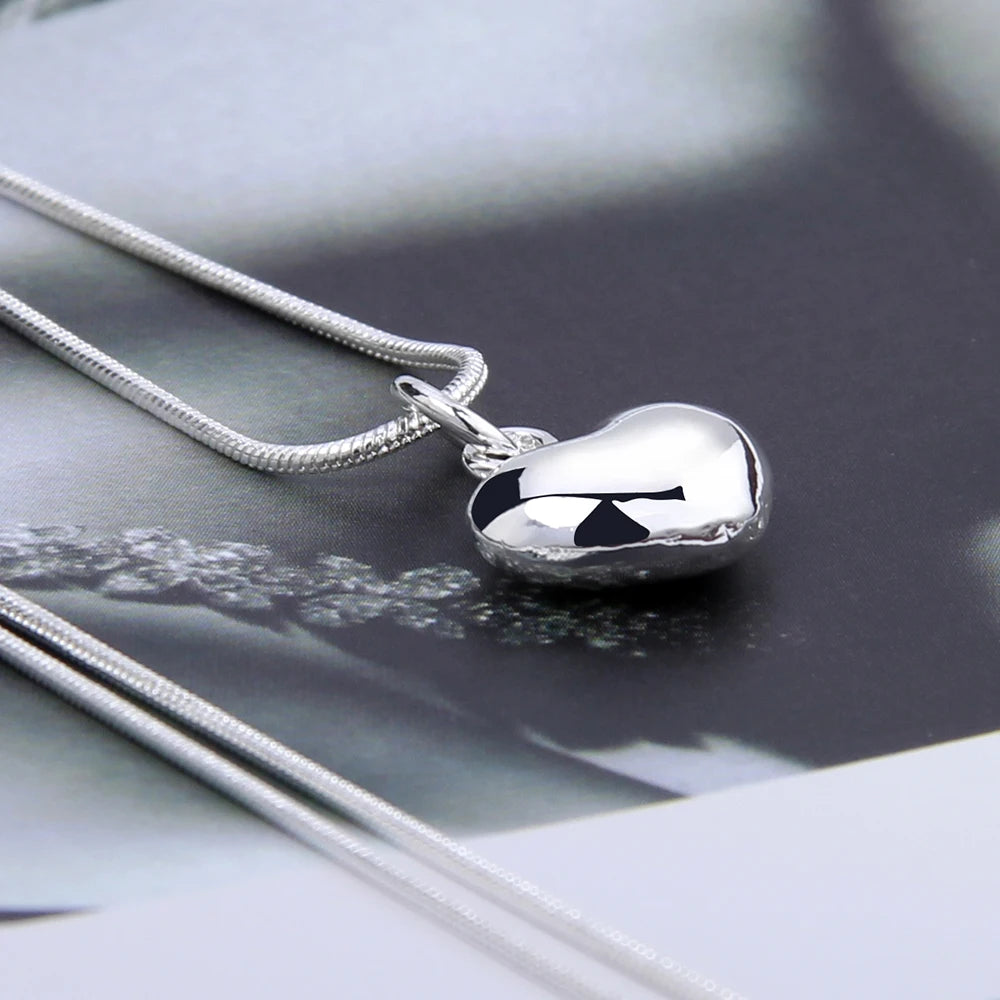 Collar pulido en plata, colgante Corazón