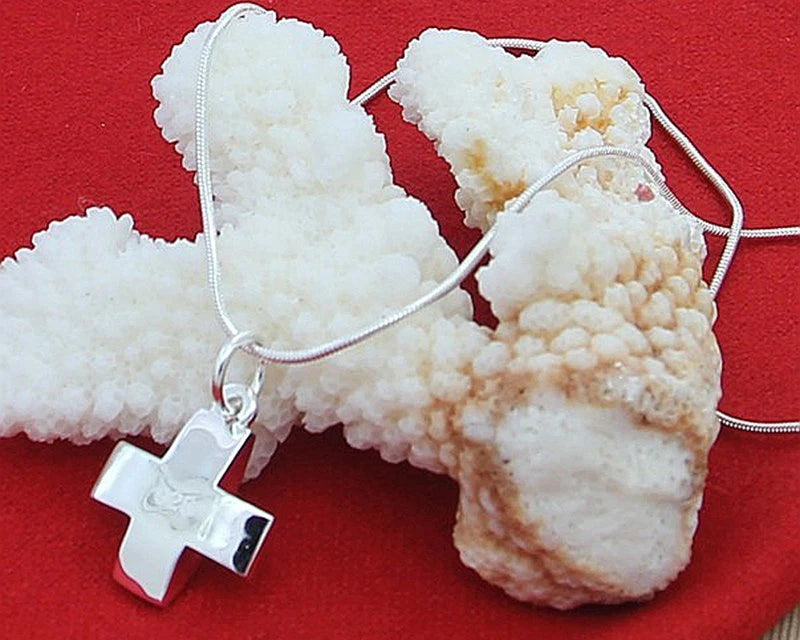 Collar pulido en plata con colgante de Cruz