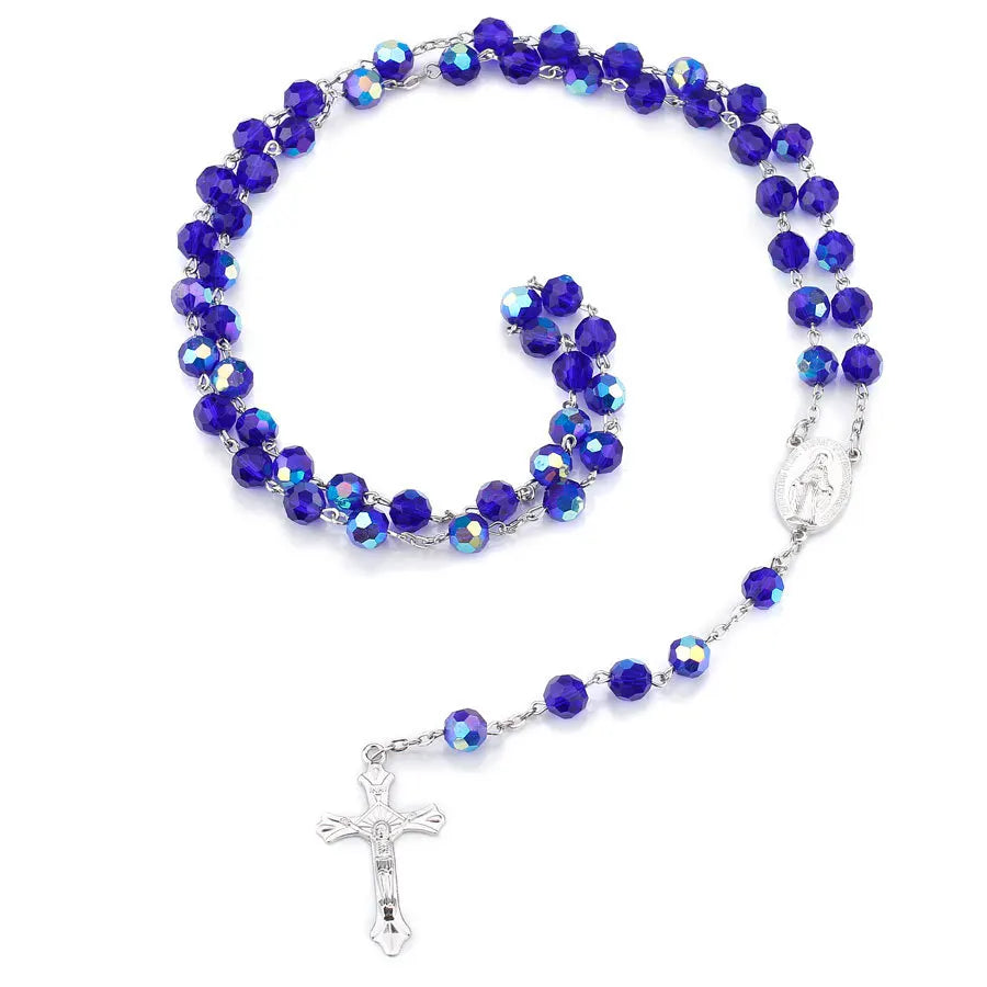 Rosario Cuentas Cristal color azul