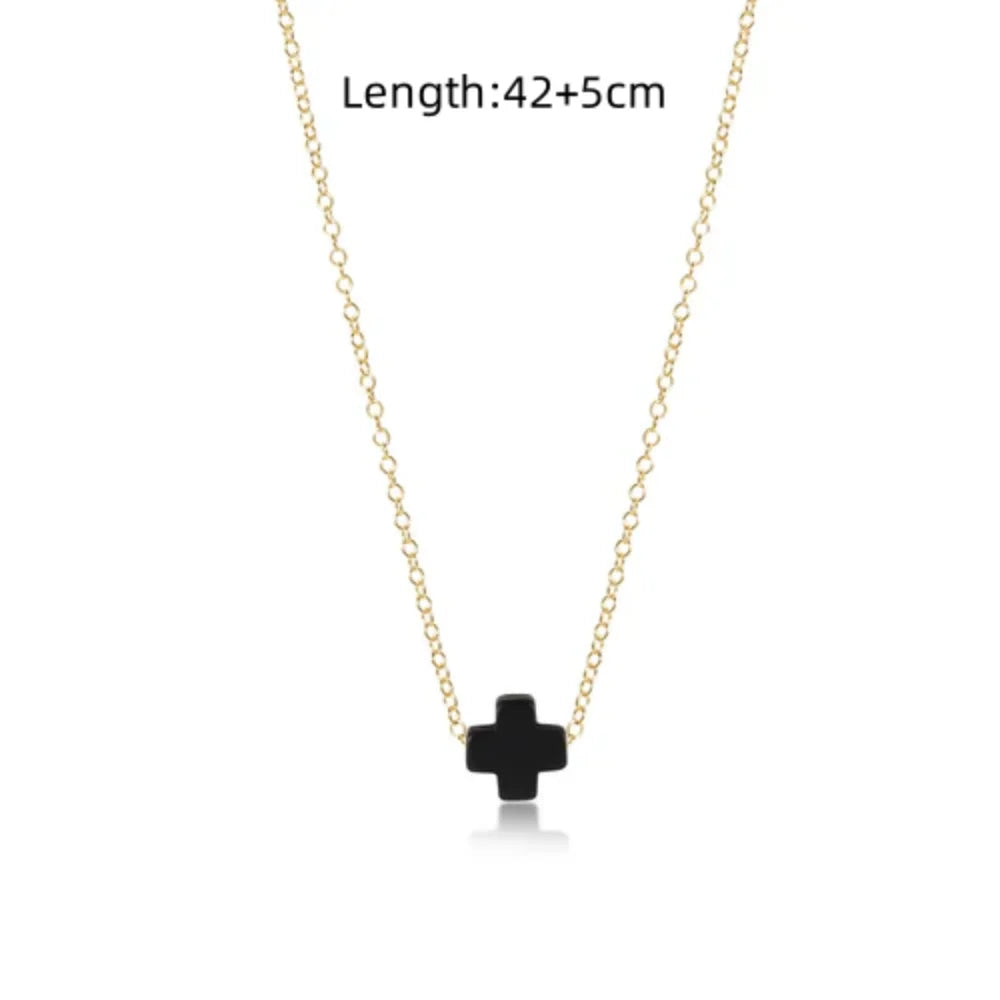 Collar delicado con Cruz de cerámica, diseño veraniego y agradable