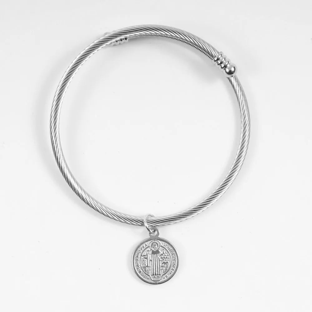 Bracelete de acero inoxidable, Medalla San Benito