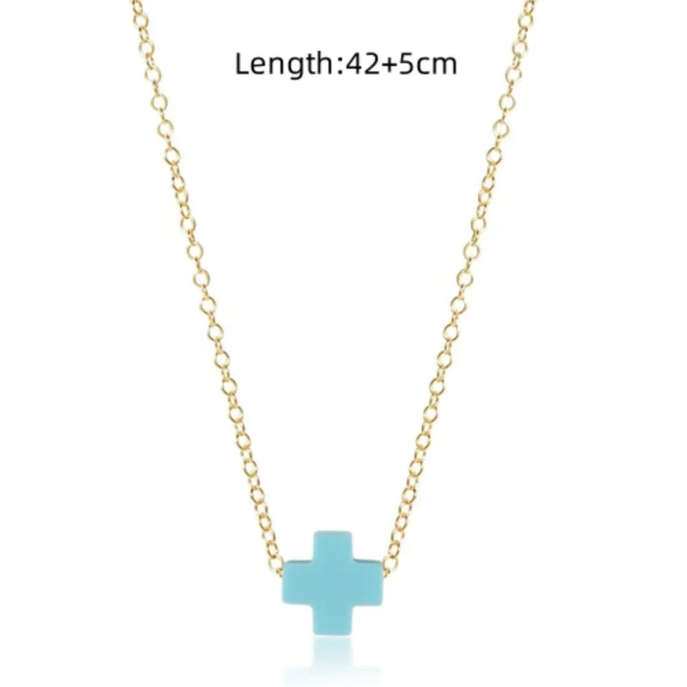 Collar delicado con Cruz de cerámica, diseño veraniego y agradable
