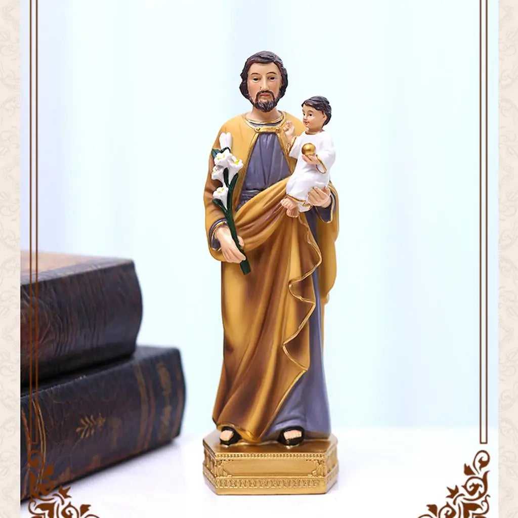 Imagen San José con el niño Jesús de resina