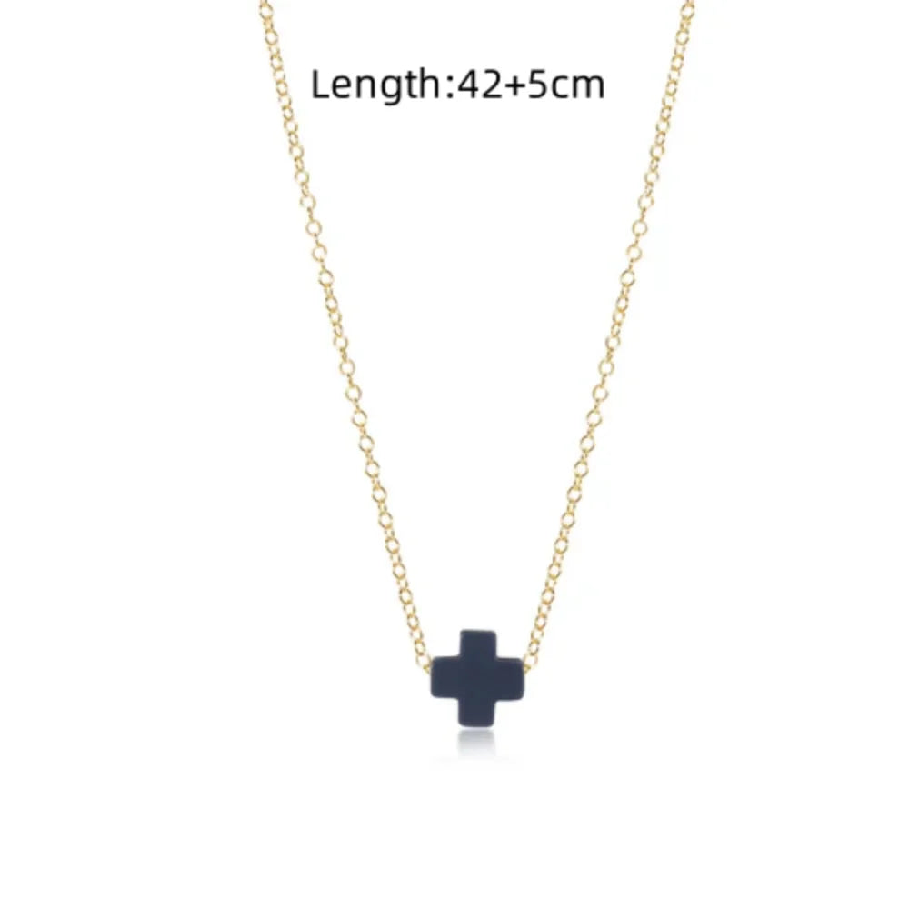 Collar delicado con Cruz de cerámica, diseño veraniego y agradable