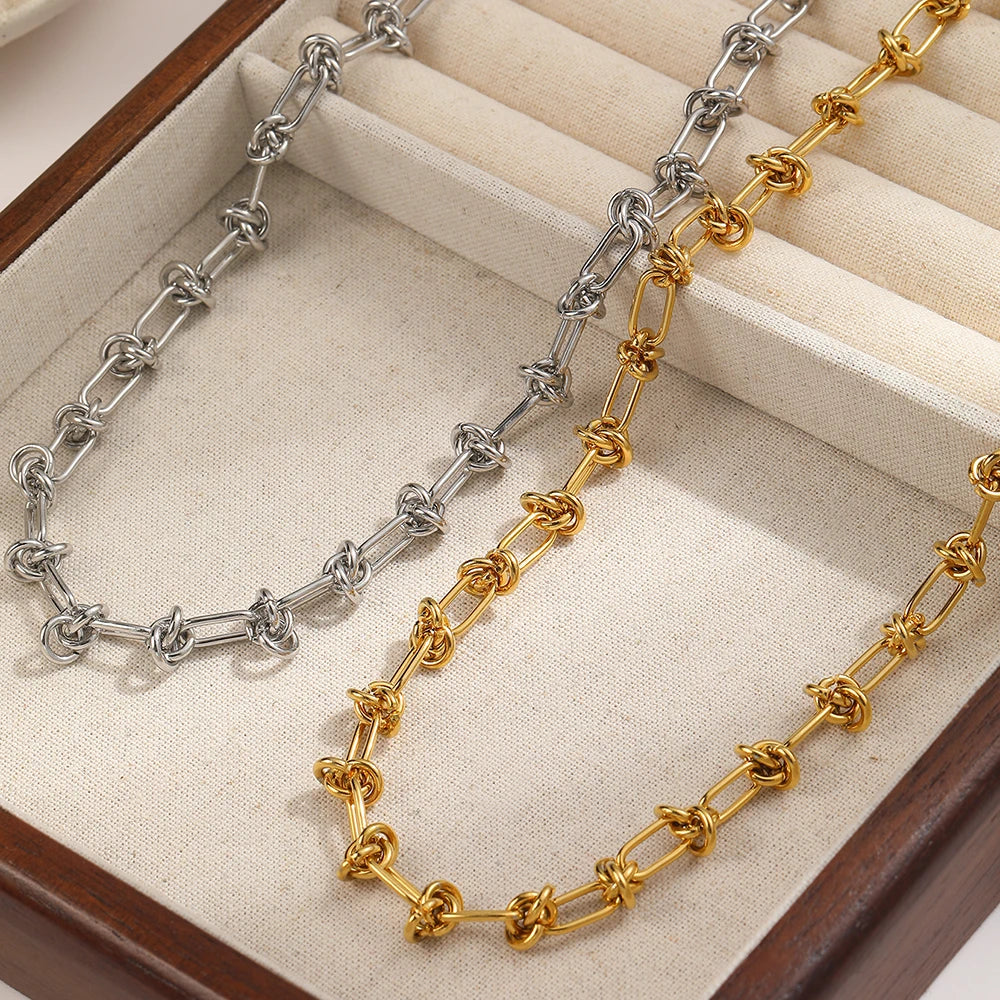 Collar de acero inoxidable, cadena nudo
