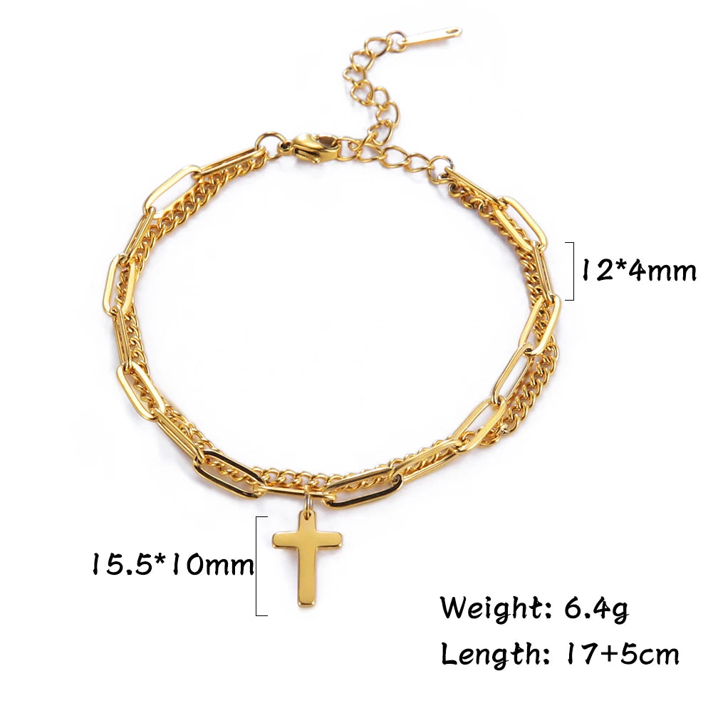 Pulsera acero inoxidable detalle cruz