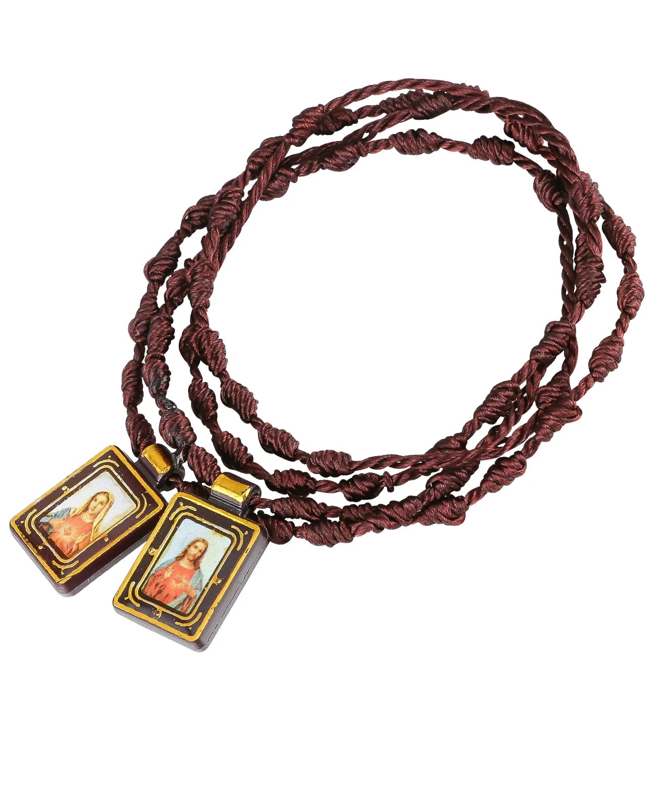 Escapuario Sagrado Corazón de Jesús y Inmaculado Corazón de Maria, tradicional de cuerda