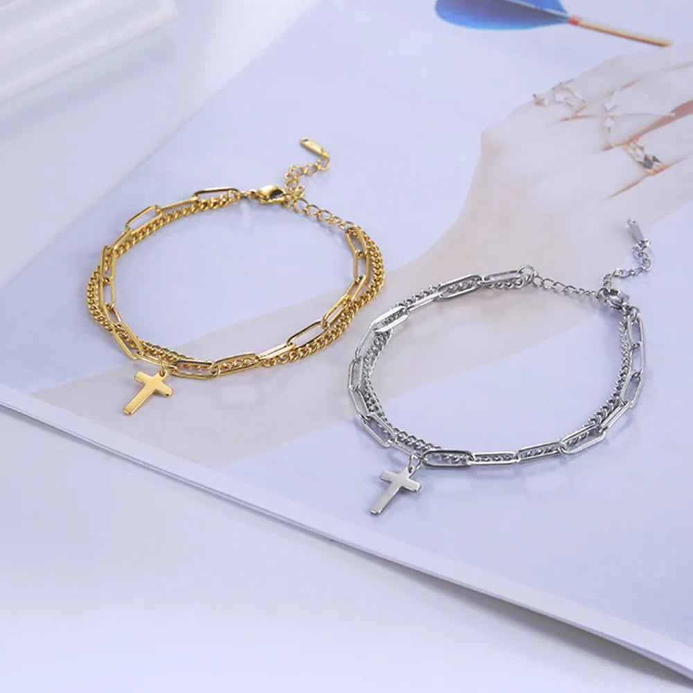 Pulsera acero inoxidable detalle cruz