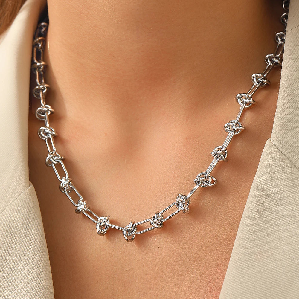 Collar de acero inoxidable, cadena nudo