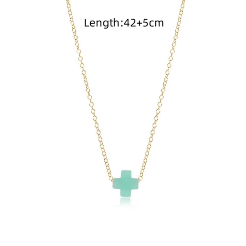 Collar delicado con Cruz de cerámica, diseño veraniego y agradable
