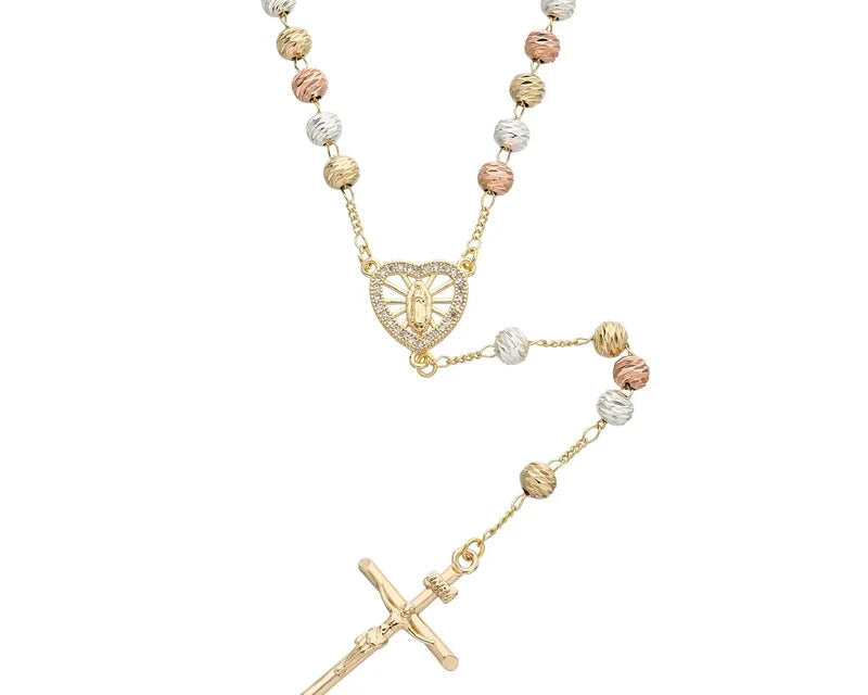 Collar Rosario cuentas acero inoxidable