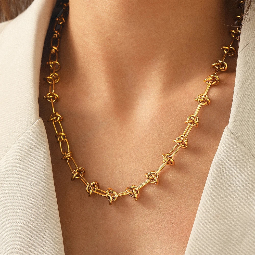 Collar de acero inoxidable, cadena nudo