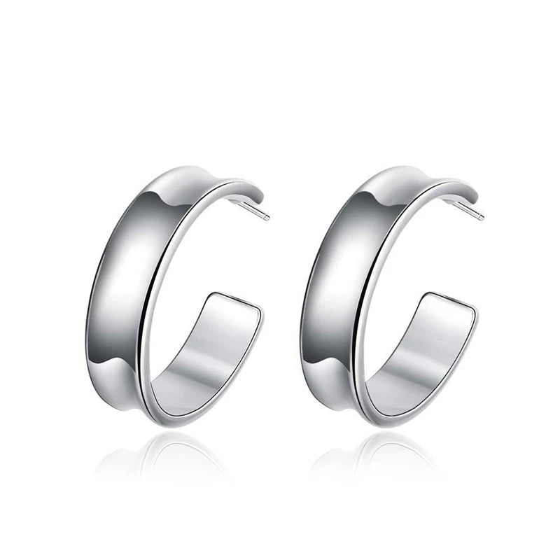 Pendientes de aro, pulidos en plata