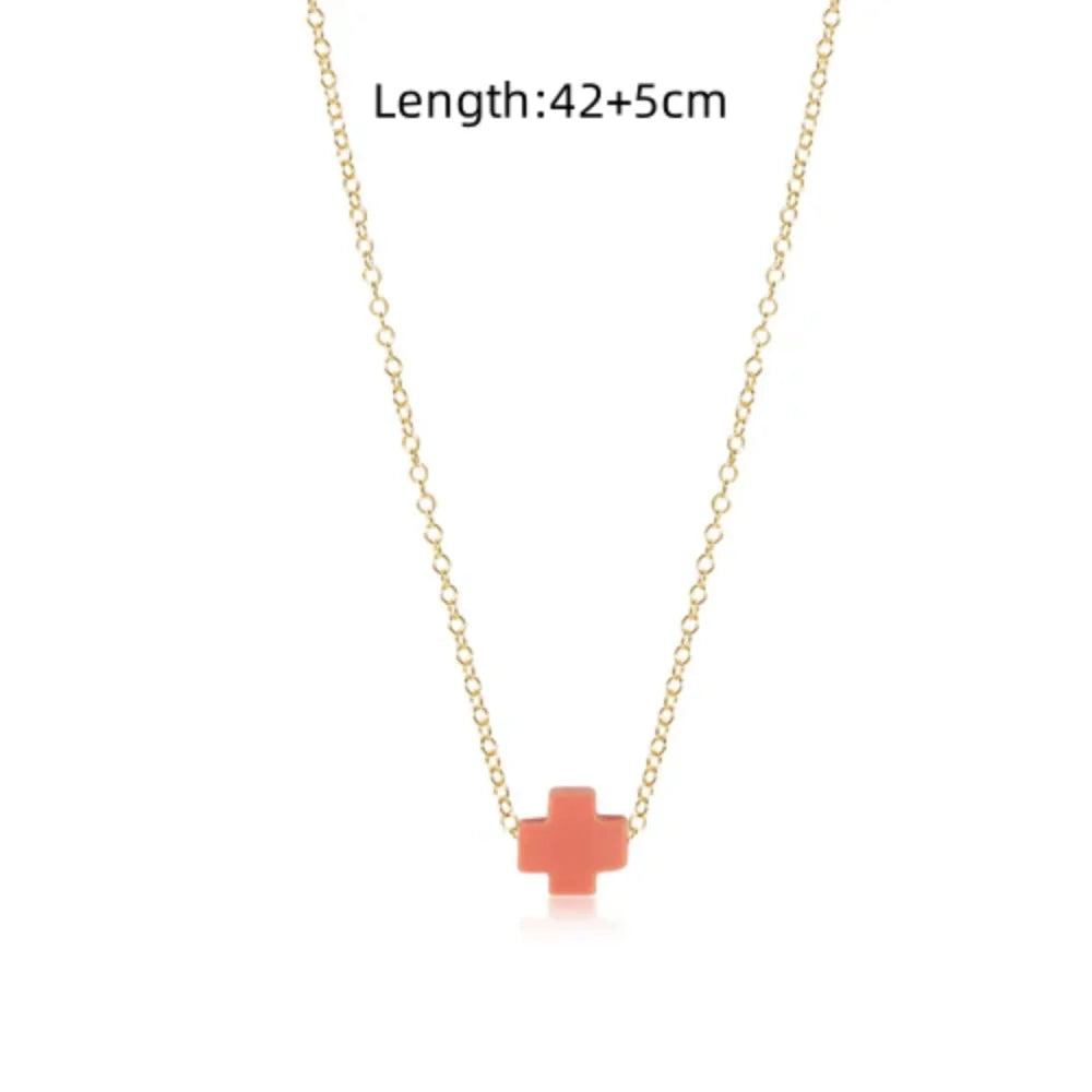 Collar delicado con Cruz de cerámica, diseño veraniego y agradable