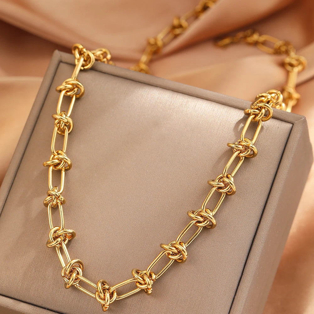 Collar de acero inoxidable, cadena nudo