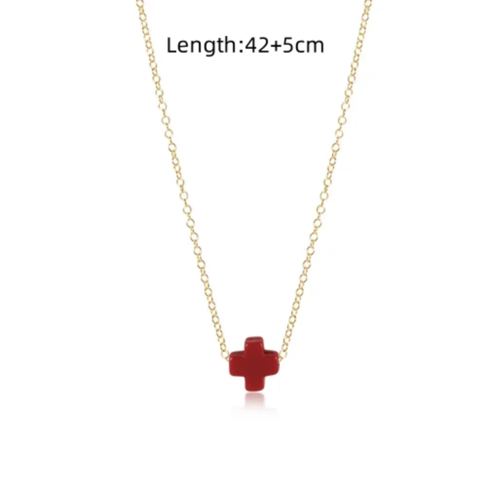 Collar delicado con Cruz de cerámica, diseño veraniego y agradable