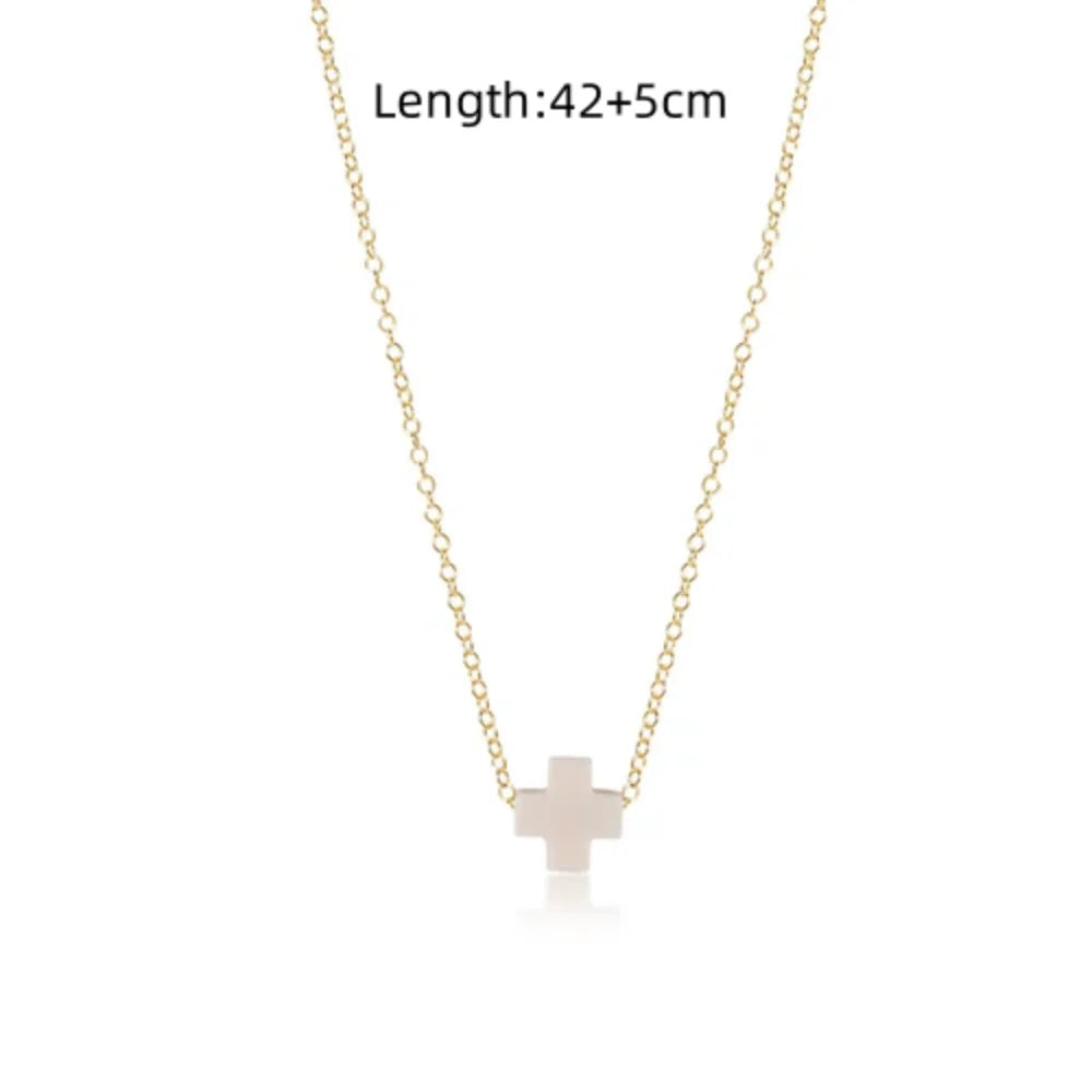 Collar delicado con Cruz de cerámica, diseño veraniego y agradable