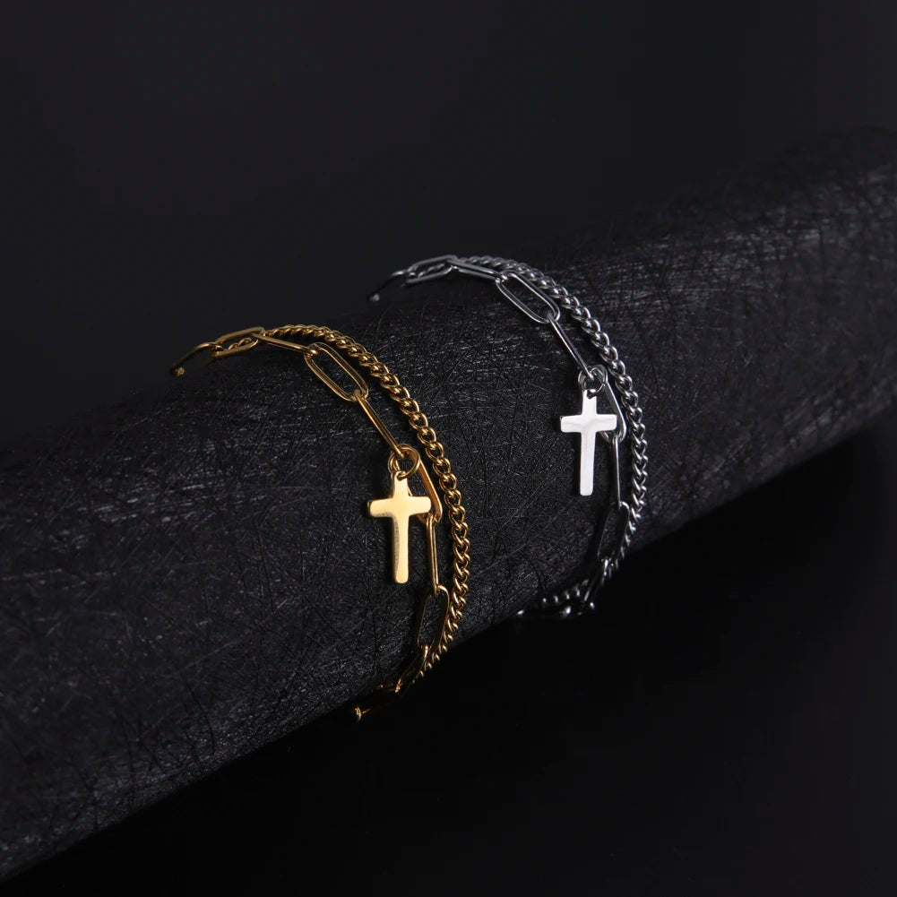Pulsera acero inoxidable detalle cruz