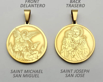 Medalla doble cara San José y San Miguel Arcángel