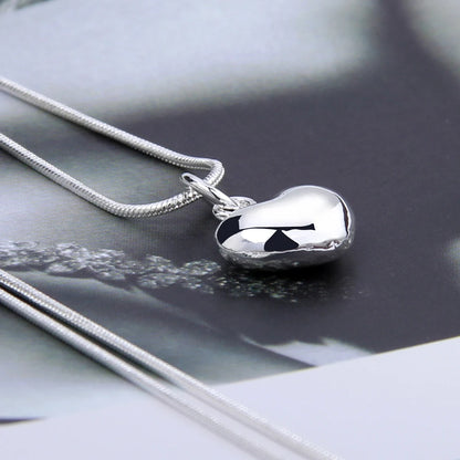 Collar pulido en plata, colgante Corazón