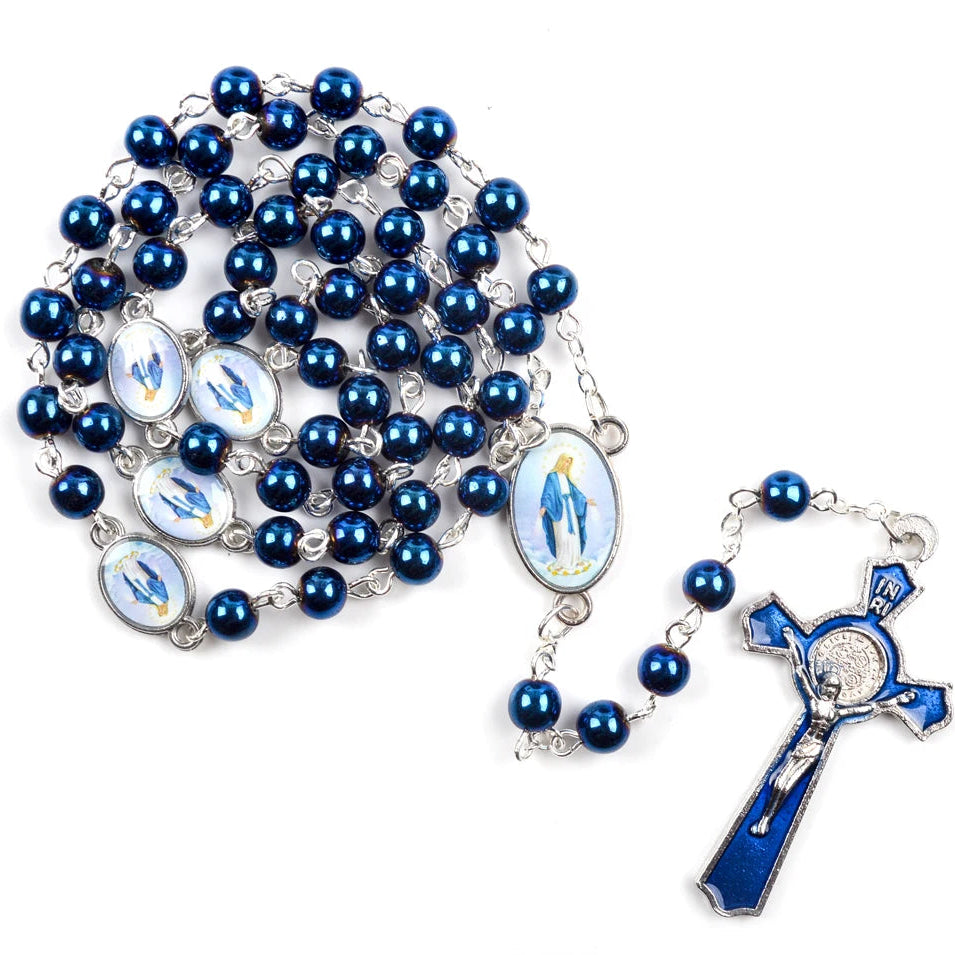 Rosario cuentas cristal Virgen Milagrosa