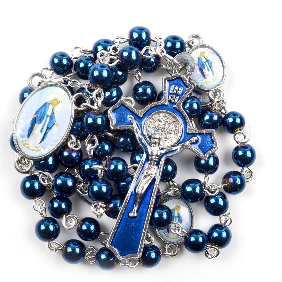 Rosario cuentas cristal Virgen Milagrosa