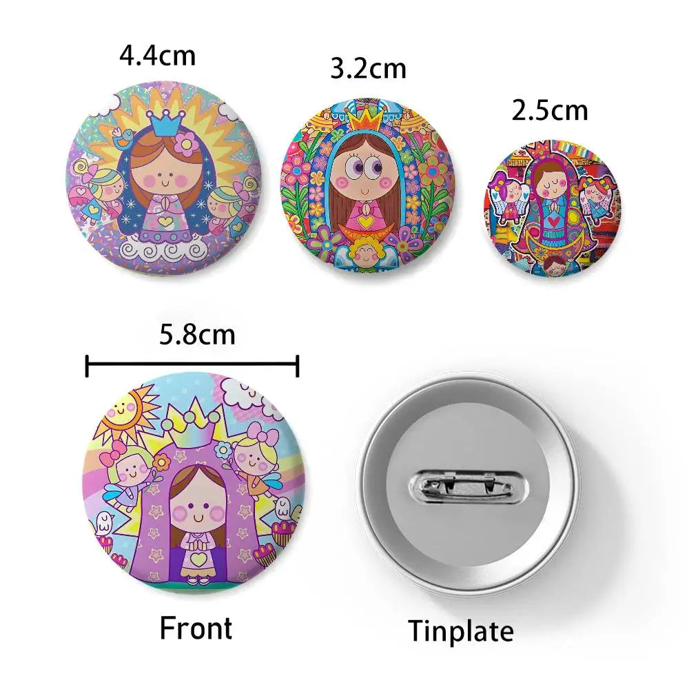 Broches redondos para niños (La Virgencita)
