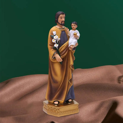 Imagen San José con el niño Jesús de resina