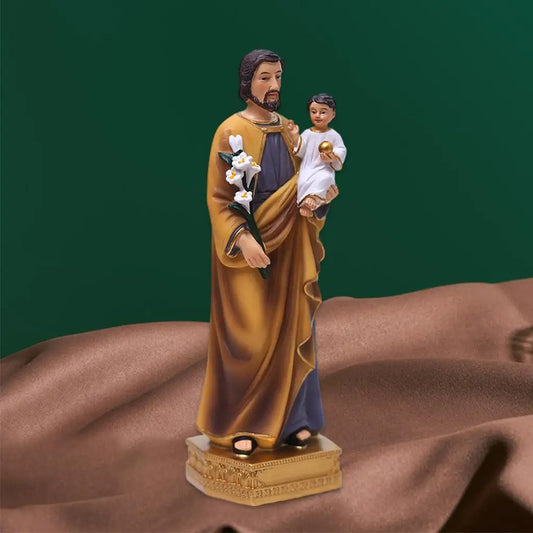 Imagen San José con el niño Jesús de resina