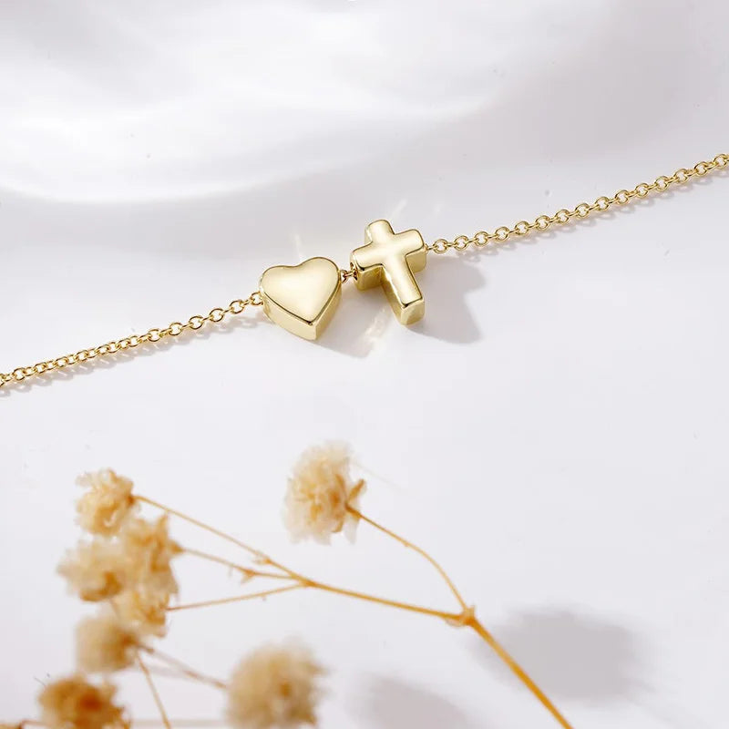 Collar dijes deicados Cruz y Corazón de acero inoxidable