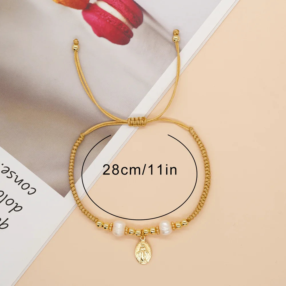 Pulsera de hilo de algodón, Medalla de la Virgen Milagrosa