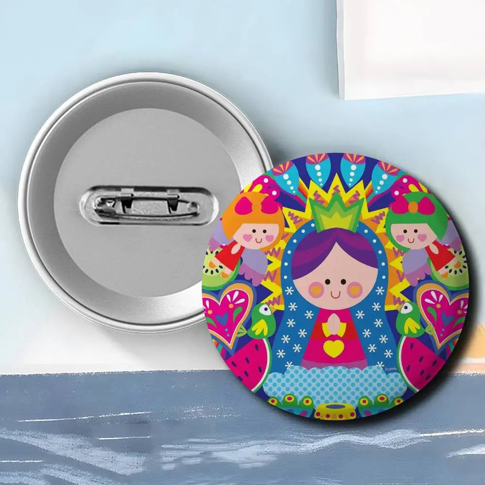 Insignias de arte de la Virgen María de dibujos animados