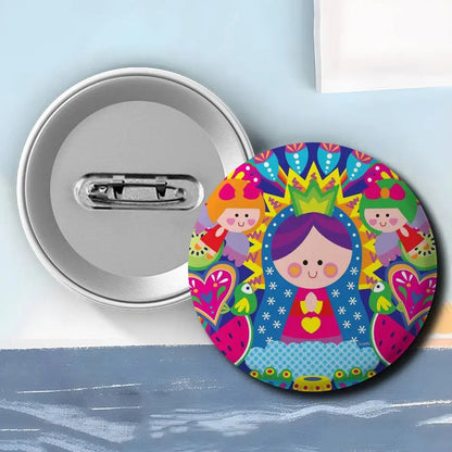 Insignias de arte de la Virgen María de dibujos animados