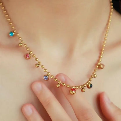 Collar Alegre de Acero Inoxidable con Circonitas Cúbicas de Colores