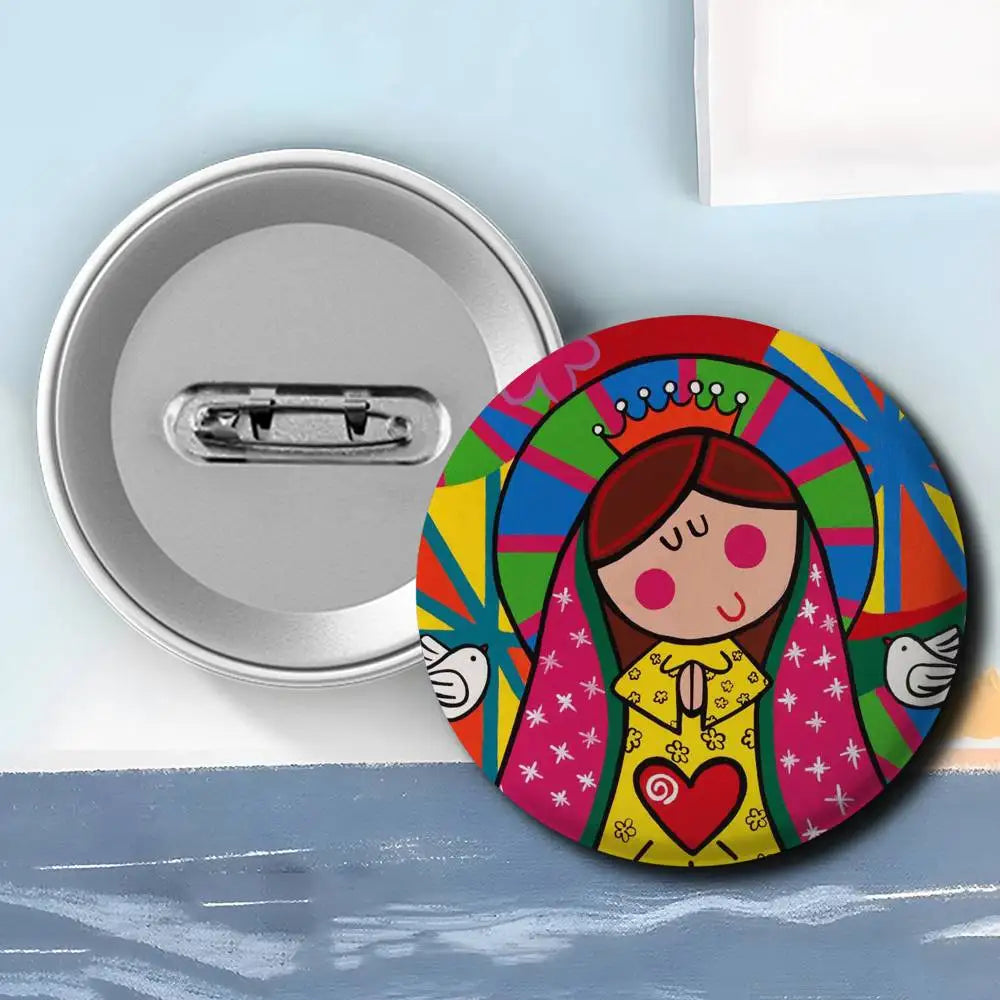 Insignias de arte de la Virgen María de dibujos animados