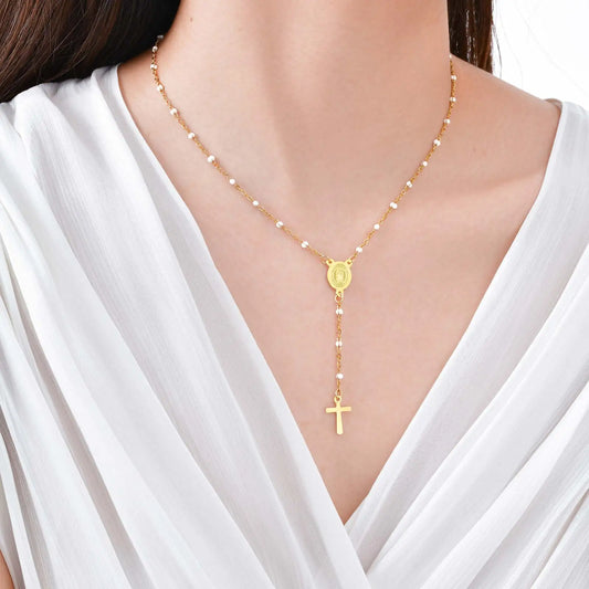 Collar rosario Medalla Virgen de Guadalupe de acero inoxidable