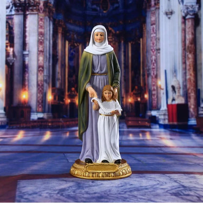 Imagen Santa Ana y la Virgen María (niña) de resina