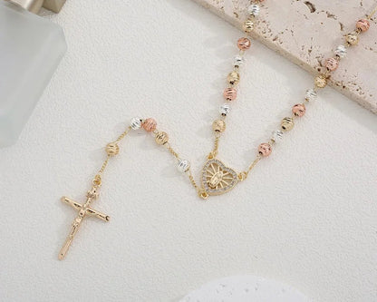 Collar Rosario cuentas acero inoxidable