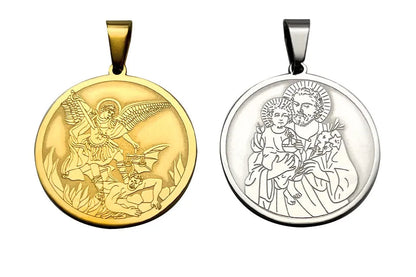 Medalla doble cara San José y San Miguel Arcángel