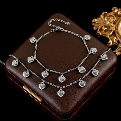 Conjunto de Collar y Pulsera con Corazones