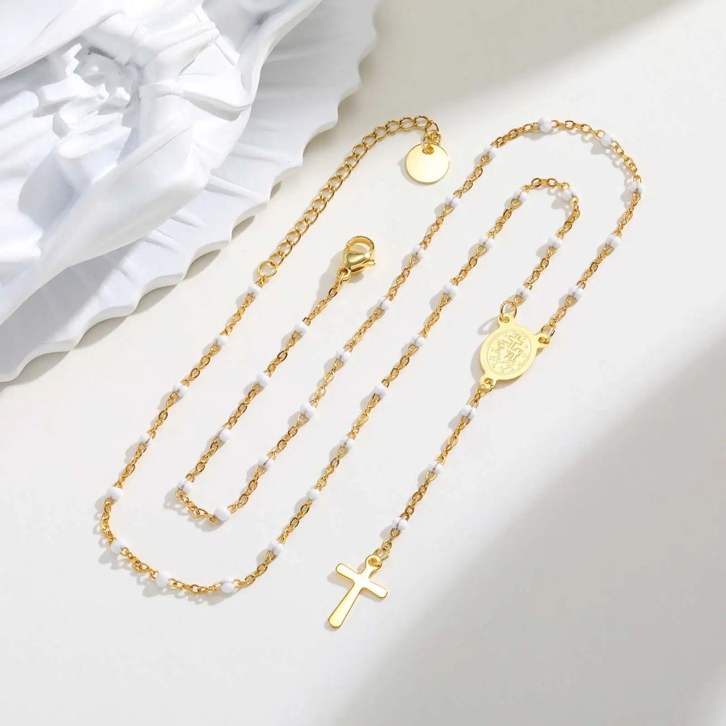 Collar rosario Medalla Virgen de Guadalupe de acero inoxidable