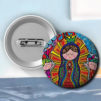 Insignias de arte de la Virgen María de dibujos animados