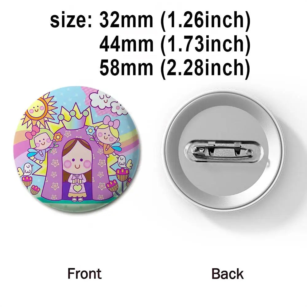 Broches redondos para niños (La Virgencita)