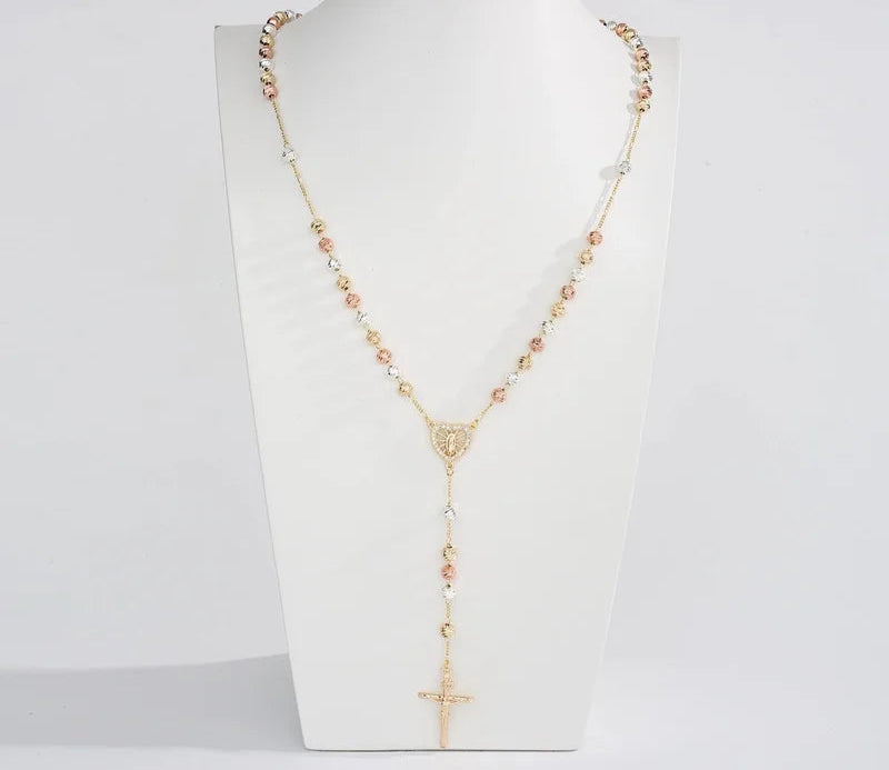 Collar Rosario cuentas acero inoxidable