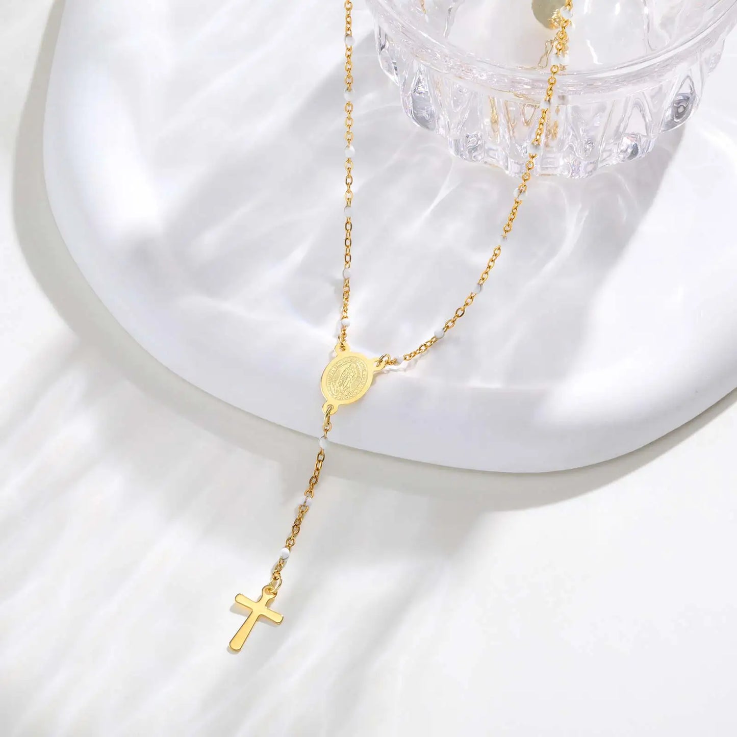 Collar rosario Medalla Virgen de Guadalupe de acero inoxidable
