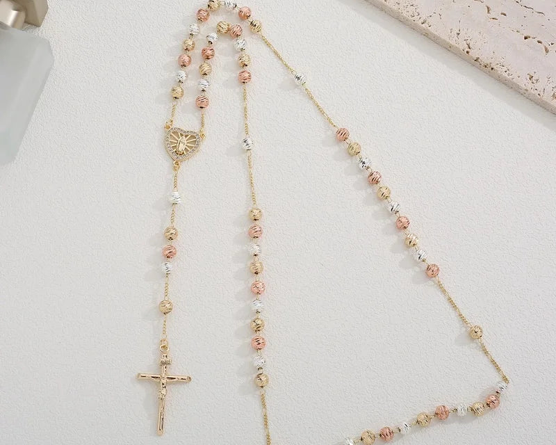 Collar Rosario cuentas acero inoxidable