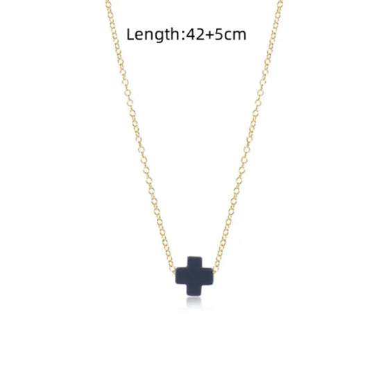 Collar delicado con Cruz de cerámica, diseño veraniego y agradable