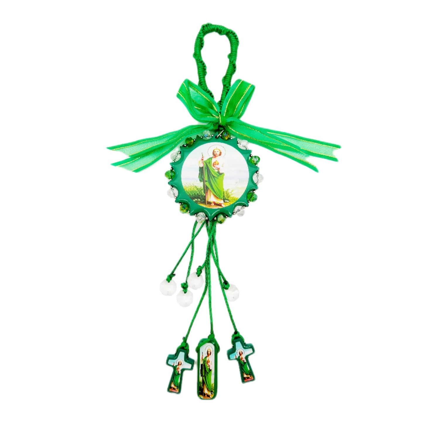 Adornos artesanales colgantes para puertas y decoración de casa (San Judas Tadeo y Virgen de Guadalupe)