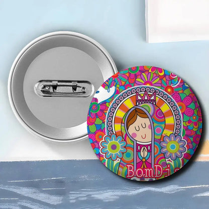 Insignias de arte de la Virgen María de dibujos animados