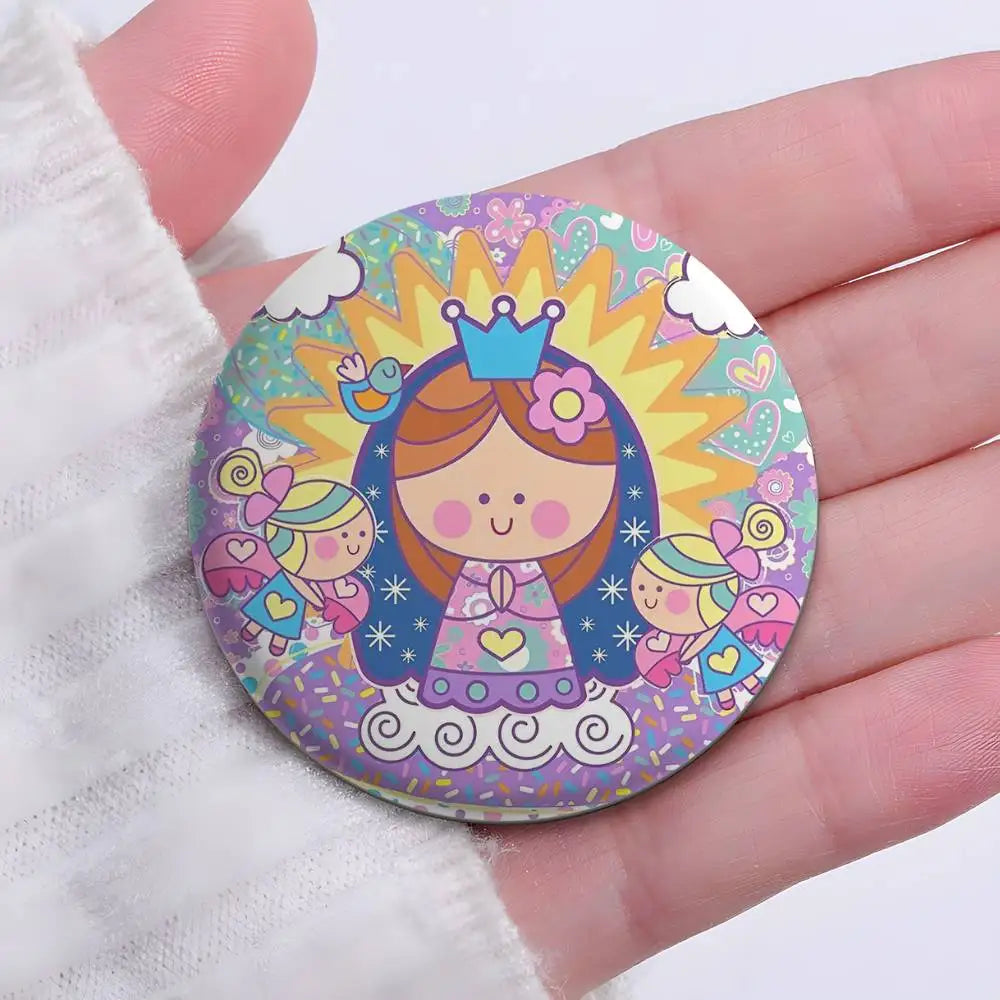 Broches redondos para niños (La Virgencita)
